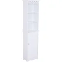 Bathroom cabinet laundry cabinet standing shelf storage 6 compartments MDF white 40 x 23 x 160 cm