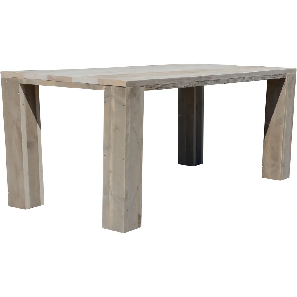 Robust scaffolding wooden table with wide block legs 200/95 cm