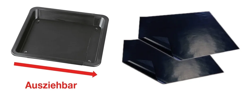 3-piece value set: extendable baking tray + 2 pieces of permanent baking foil