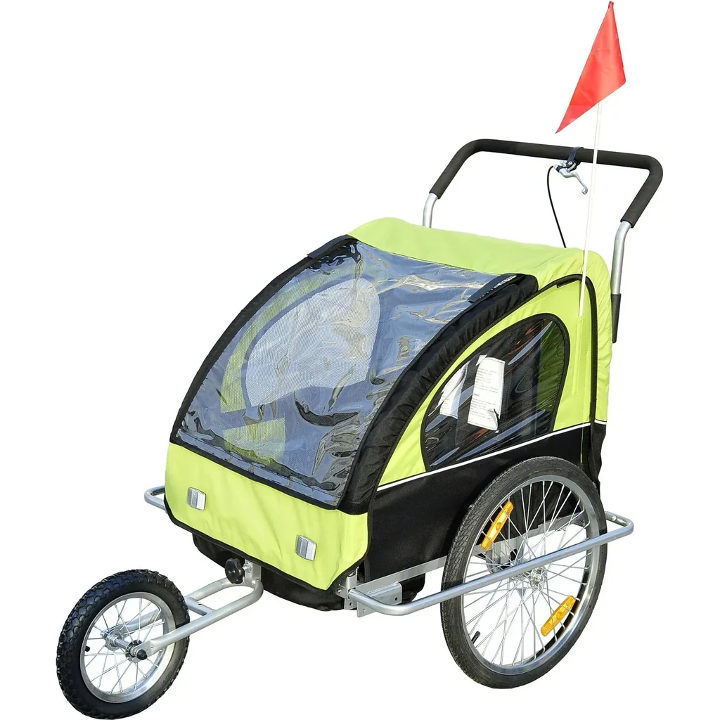 2 in 1 Jogger Child Trailer Bicycle Trailer Green-Black