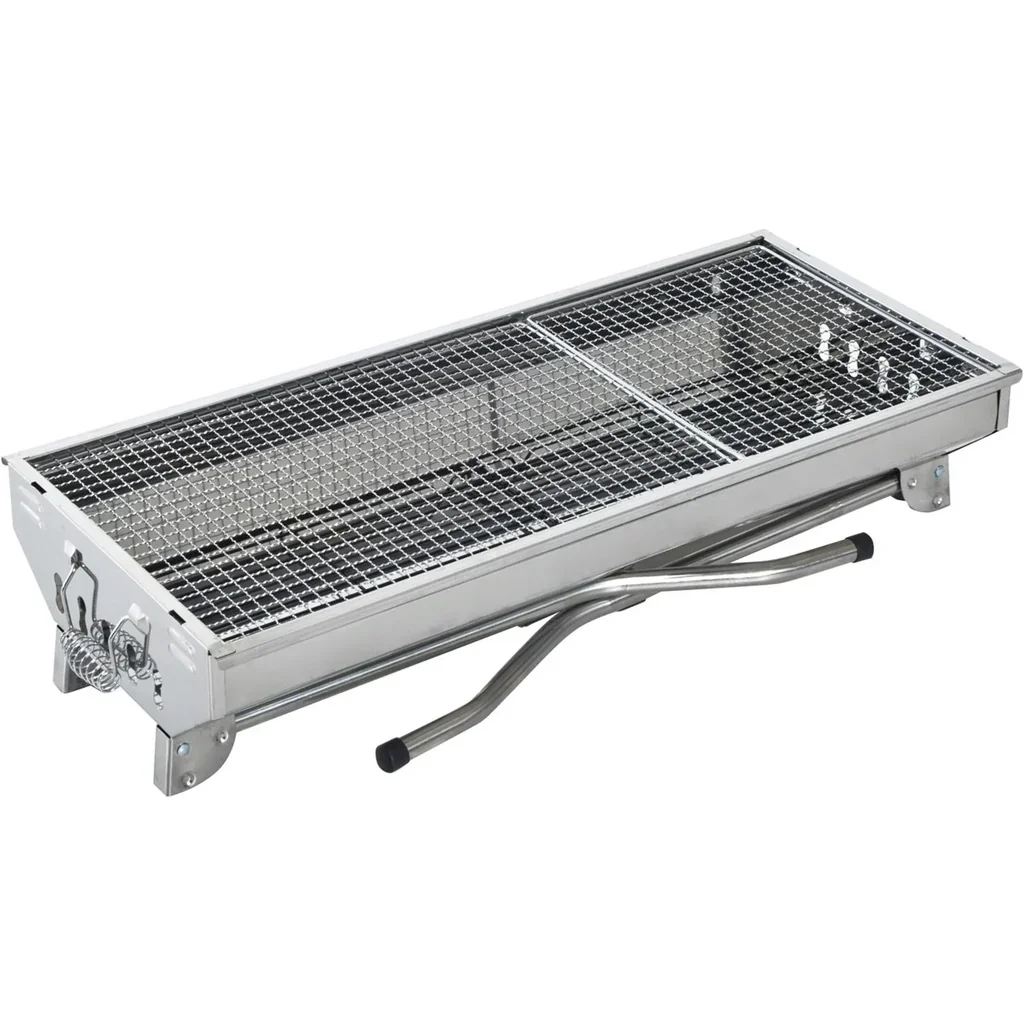 Charcoal grill stand grill 73x33cm stainless steel silver