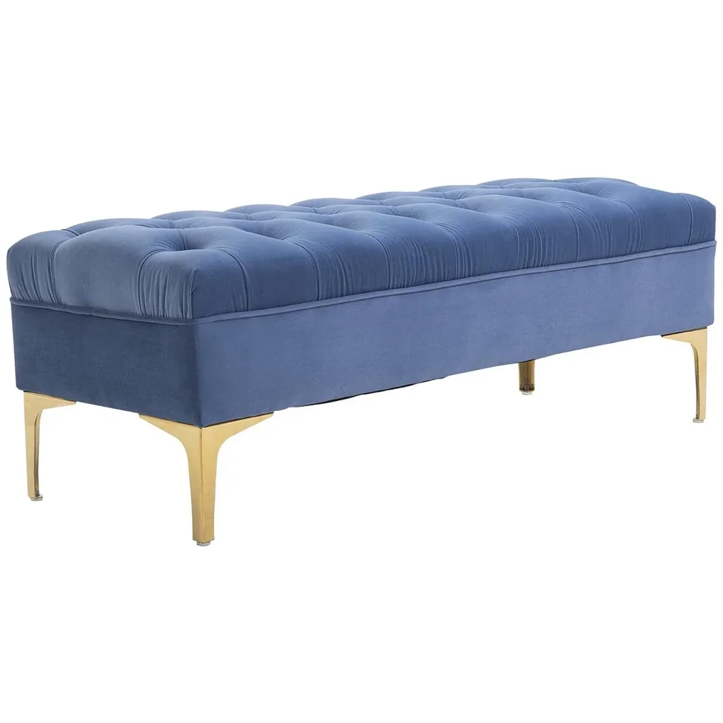 Upholstered bench blue/gold