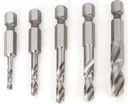 Drill bit set 5-piece, short, 1/4" 6-point