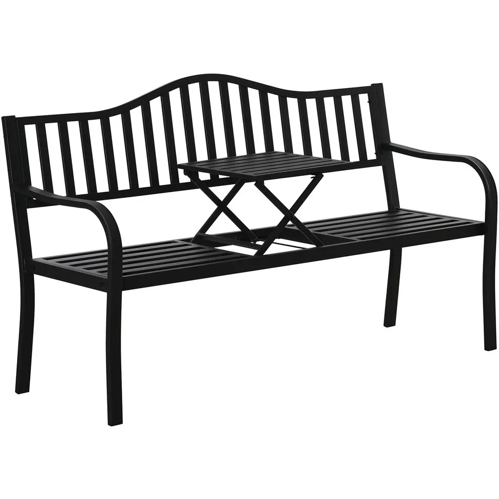Garden bench with extendable table