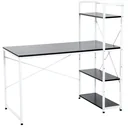 Desk Computer Table Work Table Office Table with Shelf White+Black 120x64x121cm