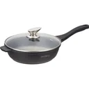 Marble-coated deep frying pan - black - 24 cm