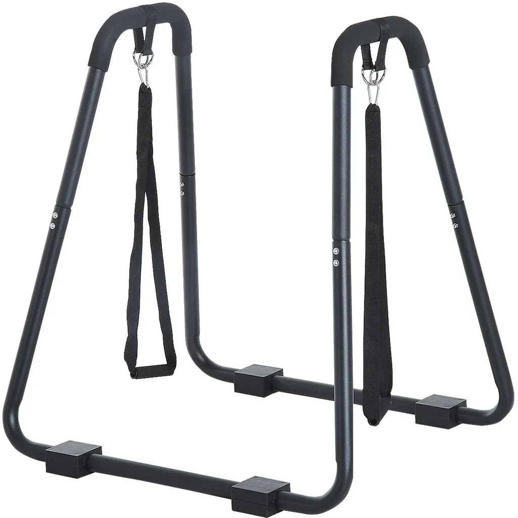 Dip station with sling trainer steel black