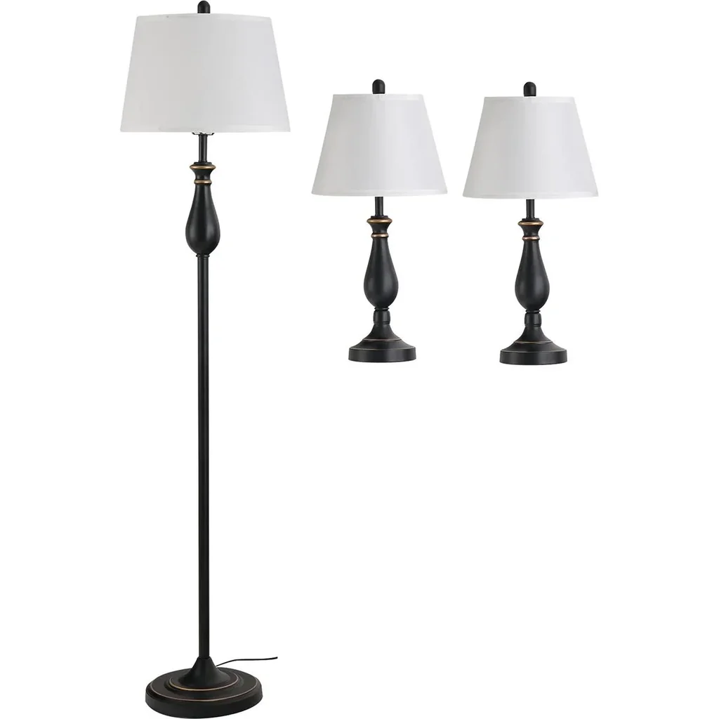 Set of 3 lamps: 2 table lamps + 1 floor lamp