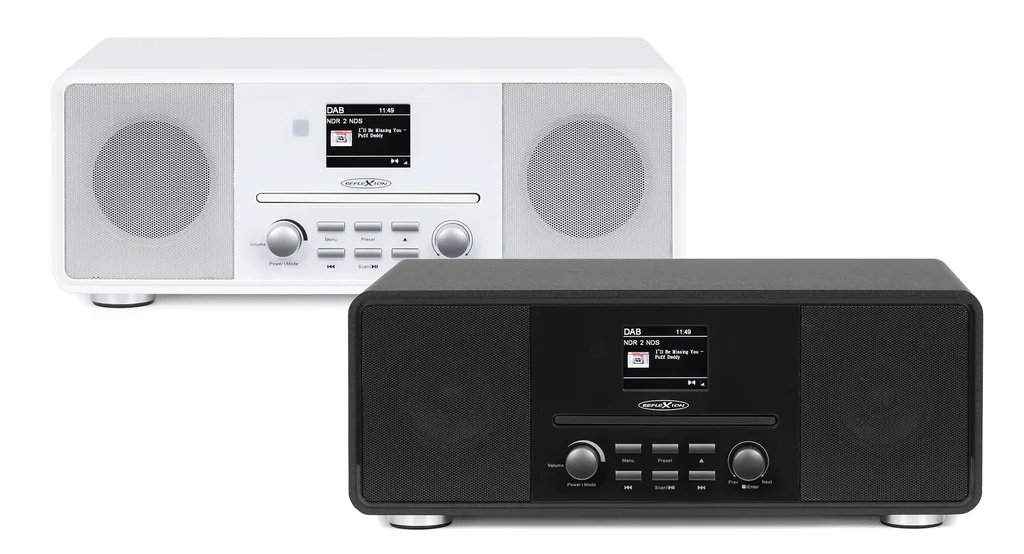 Design DAB+/FM radio with Bluetooth, CD, USB, Aux-In and encoding wood-colored