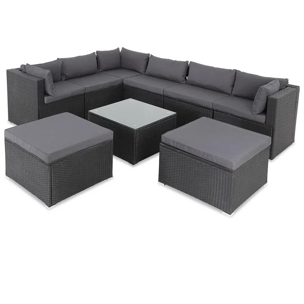 Polyrotan XL lounge set, 26 pieces. Black and anthracite.