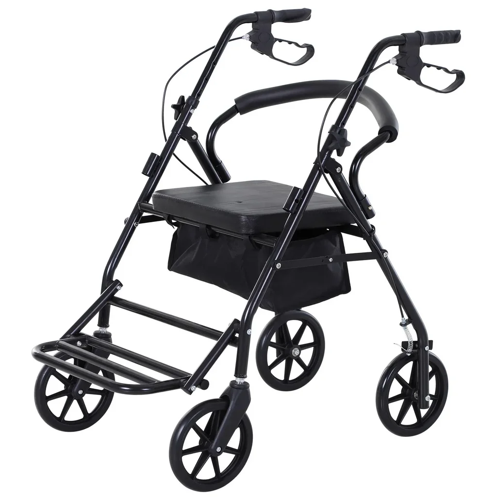 Rollator with seat and storage space