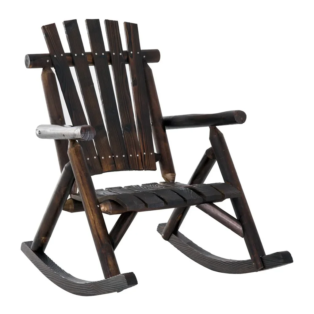 Rocking chair with armrests dark brown