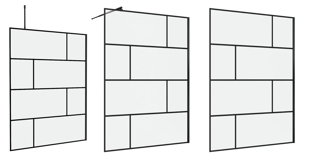 Shower enclosure in modern design 140 x 195 cm - glass shower enclosure with matt black wall profile - including ceiling bracket