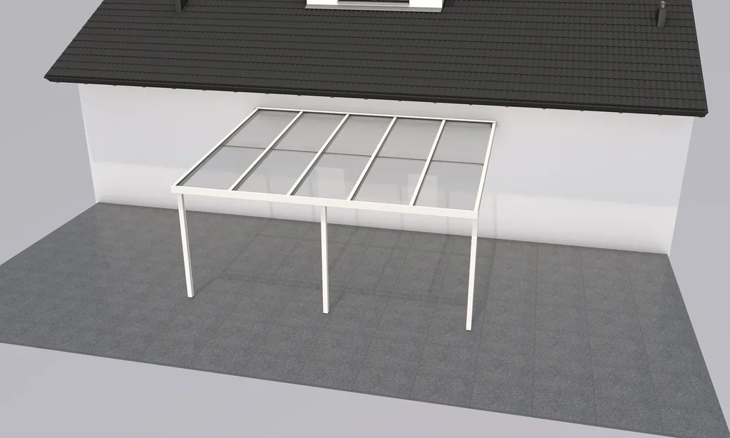 Patio roof Premium, white, 5100 x 4060 mm - 10 mm laminated safety glass (VSG)