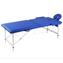 Folding massage table with 2 zones aluminum frame blue