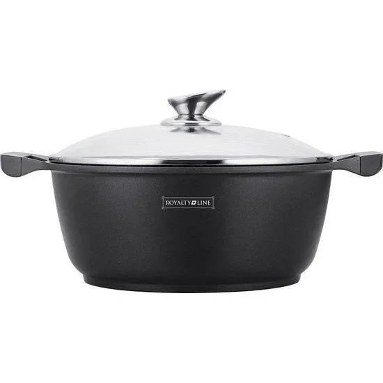 Marble casserole with black glass lid - 36 cm