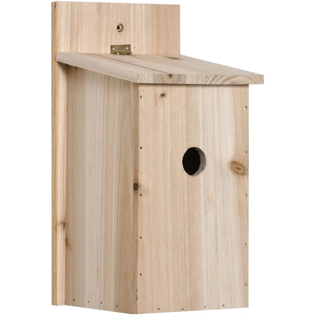 Birdhouse - with hinged roof - pine - 15 x 14 x 30 cm