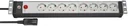 Premium-Line 8-way power strip, 19" format ideal for server cabinets, with IEC plug, black/grey
