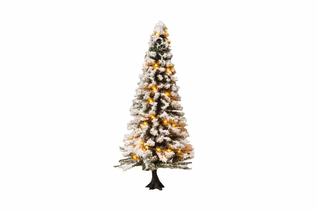 Illuminated Christmas tree, snowy, with 30 LEDs, 12 cm high