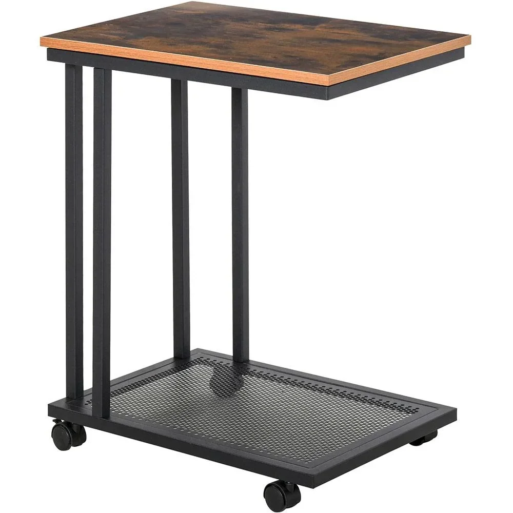 Rollable C-shaped side table black
