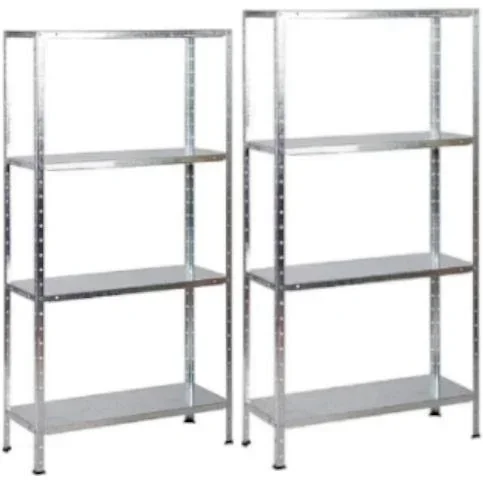2 metal storage racks / shelving units - 200 kg load capacity - (WxDxH) 75x30x150 cm - galvanized