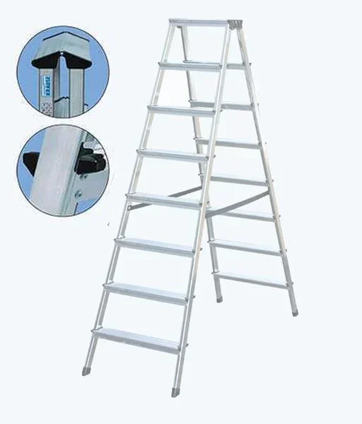 Aluminum steps double ladder 2 x 8 steps