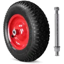 Wheelbarrow spare pneumatic tire/wheel including axle