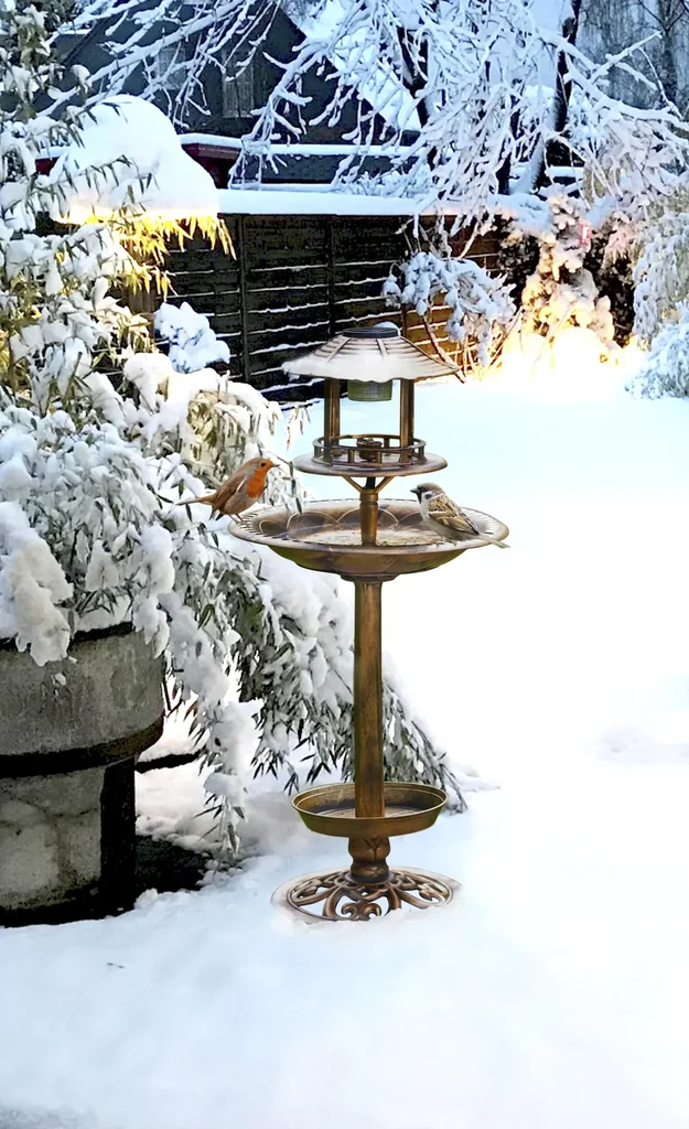 Vogelbad op zonne-energie 4-in-1, brons