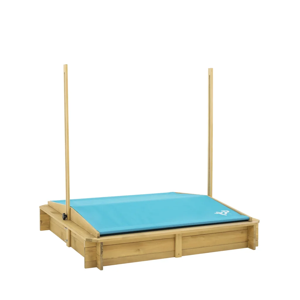 Wooden sandpit with sunroof