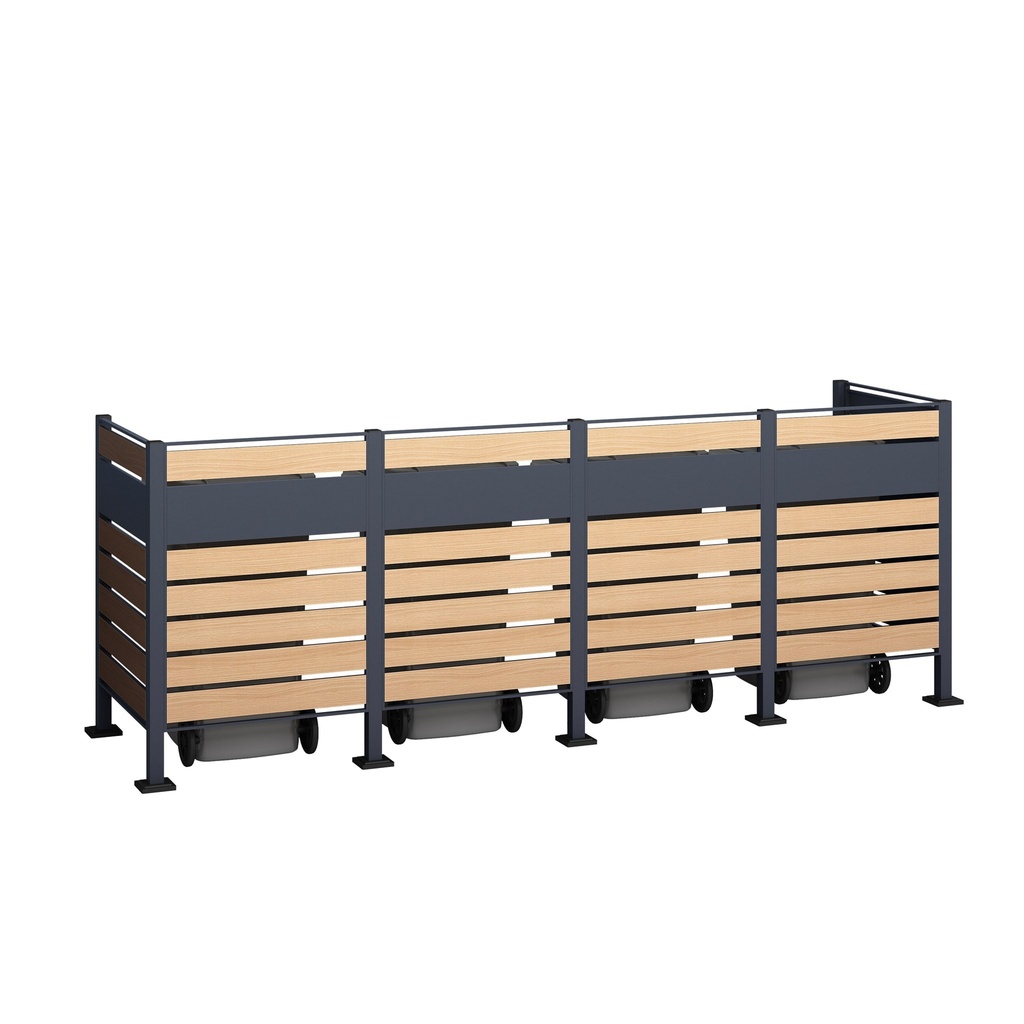 Westmann Afvalcontainerombouw Planum 4-delige 120 cm houtlook (4× 240 L)