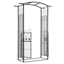 Plant arch archway with two door leaves trellis trellis garden arch roof metal black 131x 49 x 209 cm