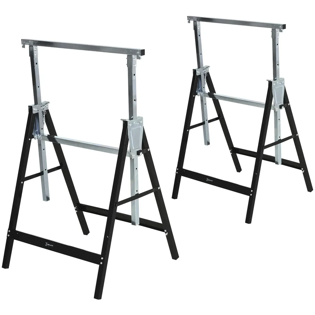 Sawhorse, height-adjustable and foldable, max. 200 kg, black