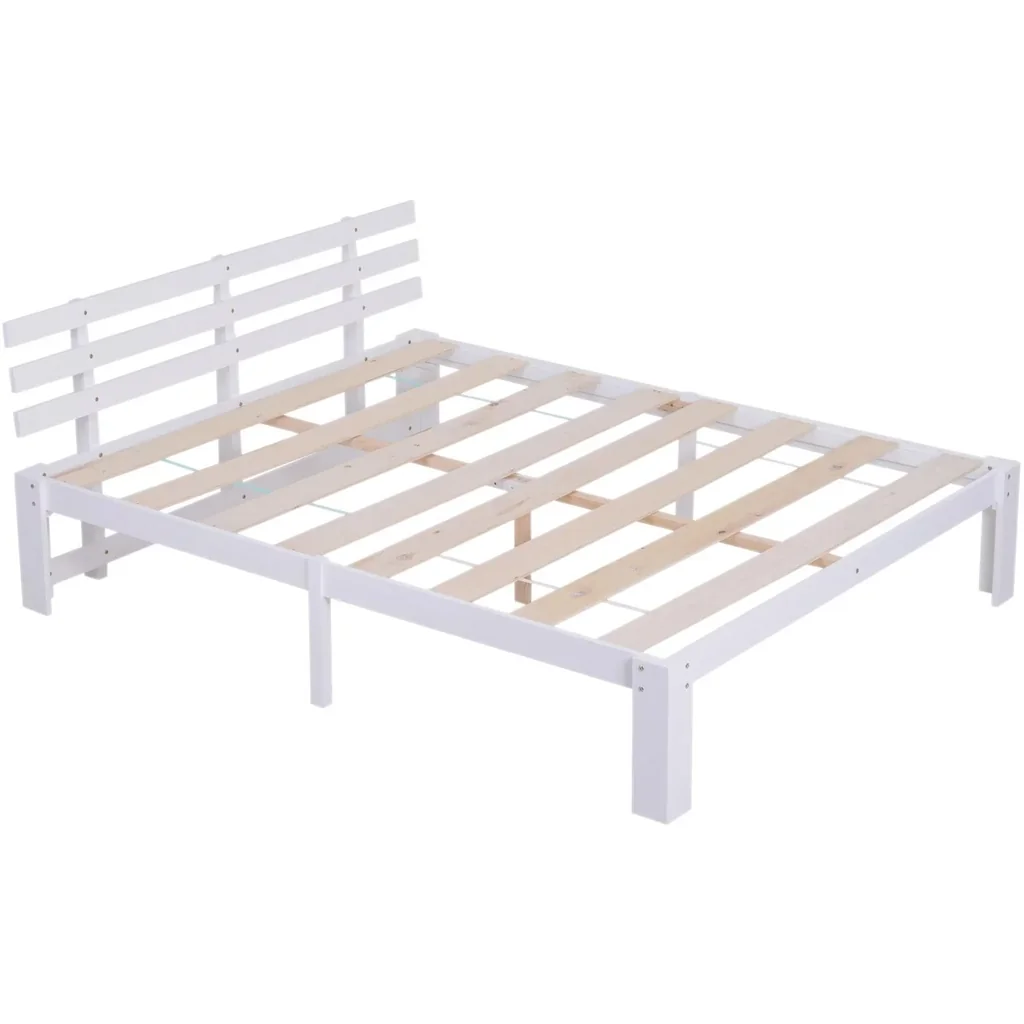 Bed wooden bed bed frame double bed solid pine including slatted frame easy assembly with storage space white 214 x 165 x 82 cm