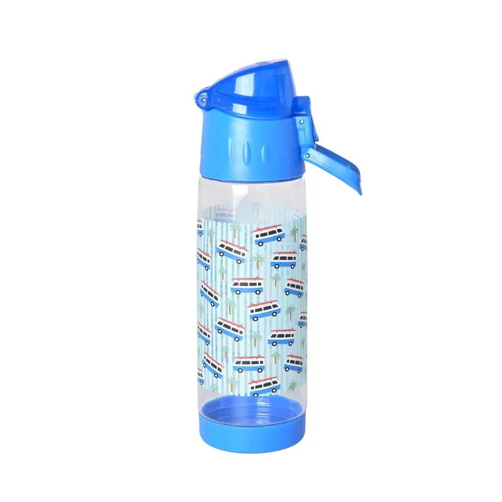 RICE drinkfles voor kinderen - auto print - blauw, 500 ml, kunststof