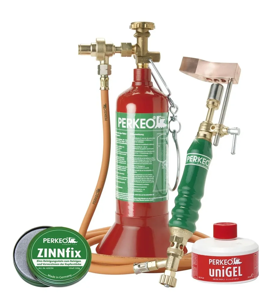 Soft soldering system in a set with uniGEL, ZINNfix and Perkeo-Cap