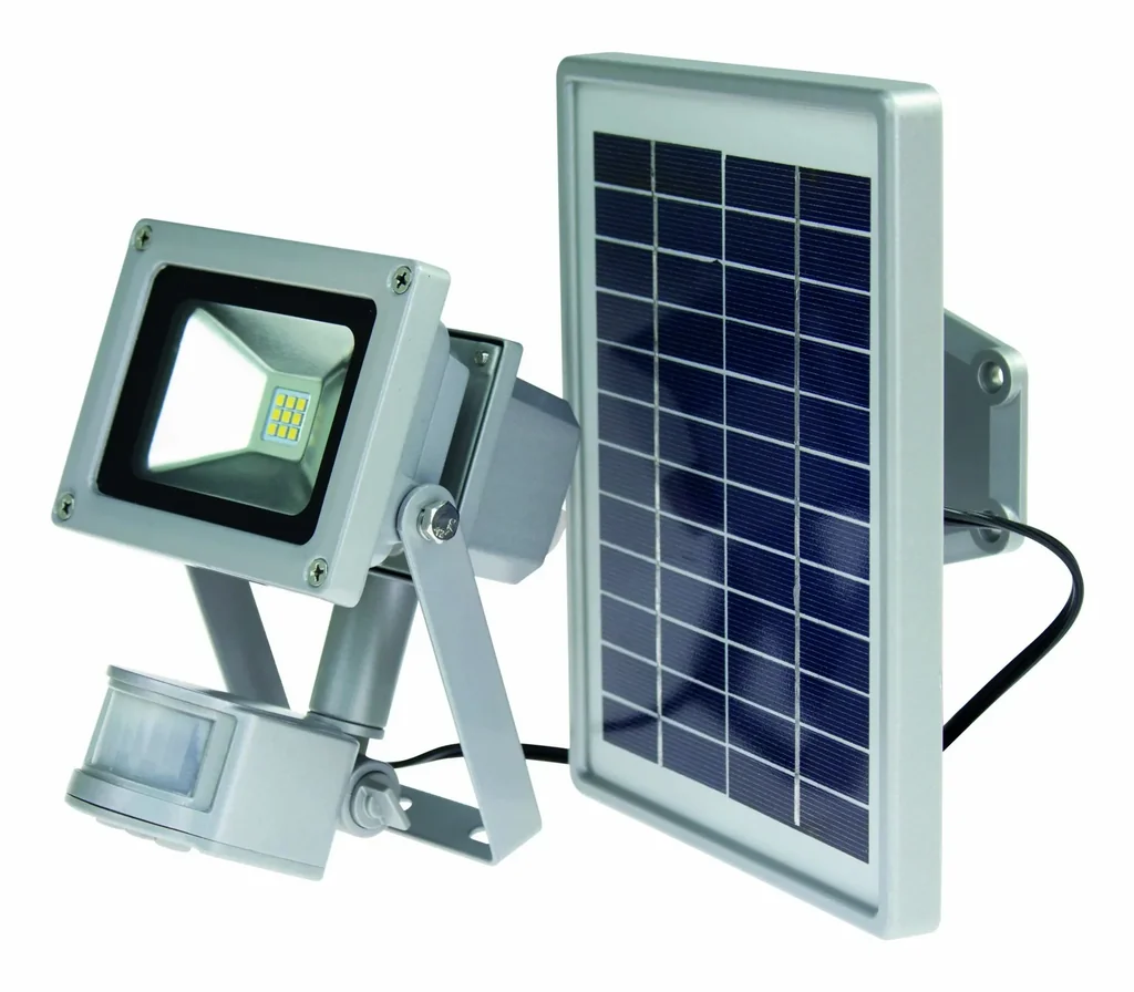 Slimline 10W LED spotlight with SOLAR panel and motion detector