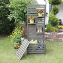 Trellis privacy screen with storage box, grey