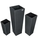 Flowerpots Polyrotan set of 3 black