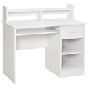 Computer desk, office desk, gaming desk, PC desk with drawer, E1 chipboard, white, 104 x 48 x 95.5 cm