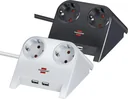 Power USB 2-way table socket with 2 USB charging ports in black