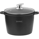 Marbled deep fryer with glass lid black 24cm