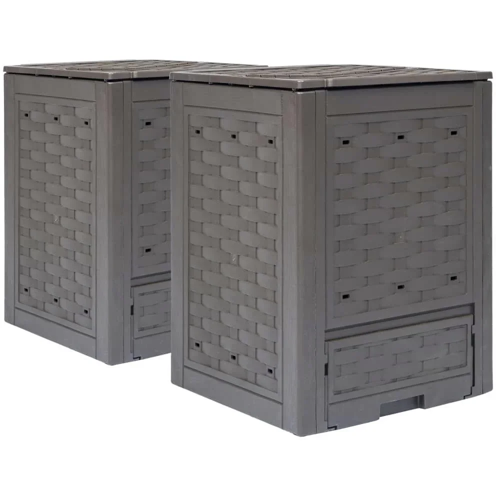 Compost bins 2 pieces 600 L 60x60x83 cm brown