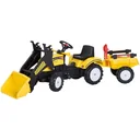 Pedal car tractor with front loader and trailer from 3 years black+yellow