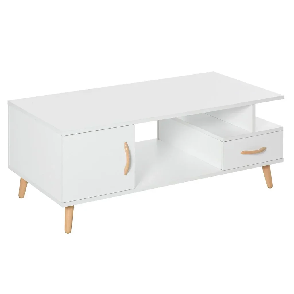 Side table coffee table modern coffee table sturdy tea table living room table with practical storage drawer, chipboard