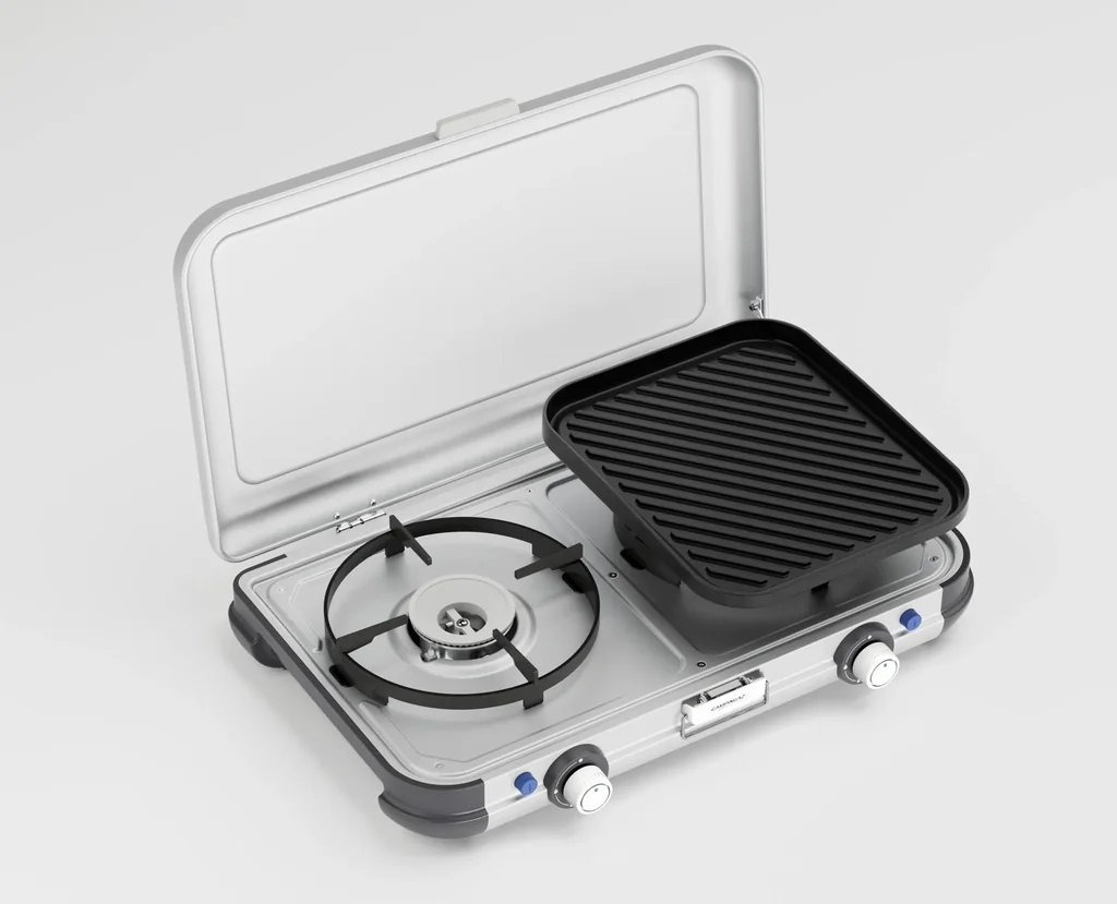 Camping Kitchen 2, Grill & Go CV, stove with two burners, two extra grill plates