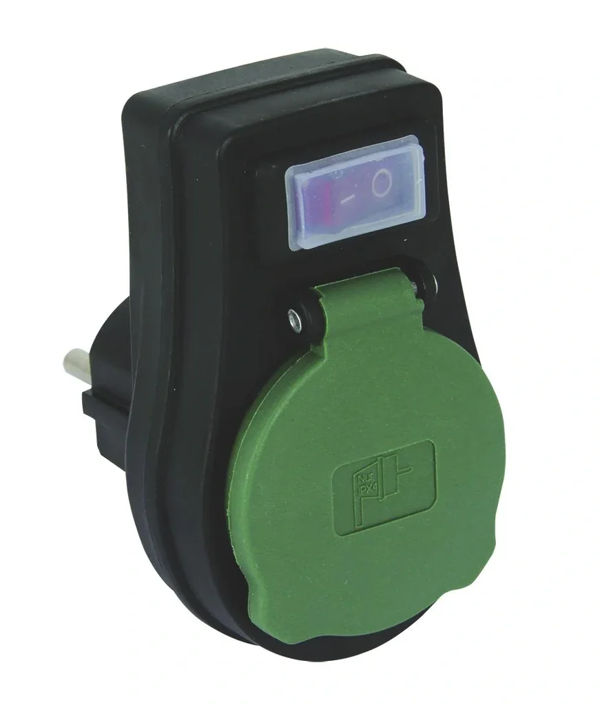 Adapter with switch IP44, max. 3680 watts