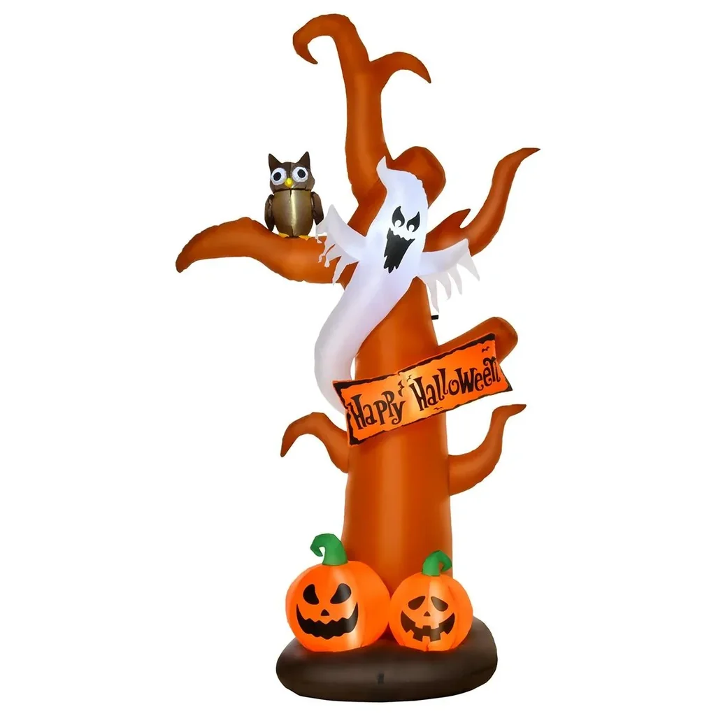 Inflatable Halloween tree pumpkin decoration figure air figure with LED lighting polyester brown 156 x 107 x 274 cm