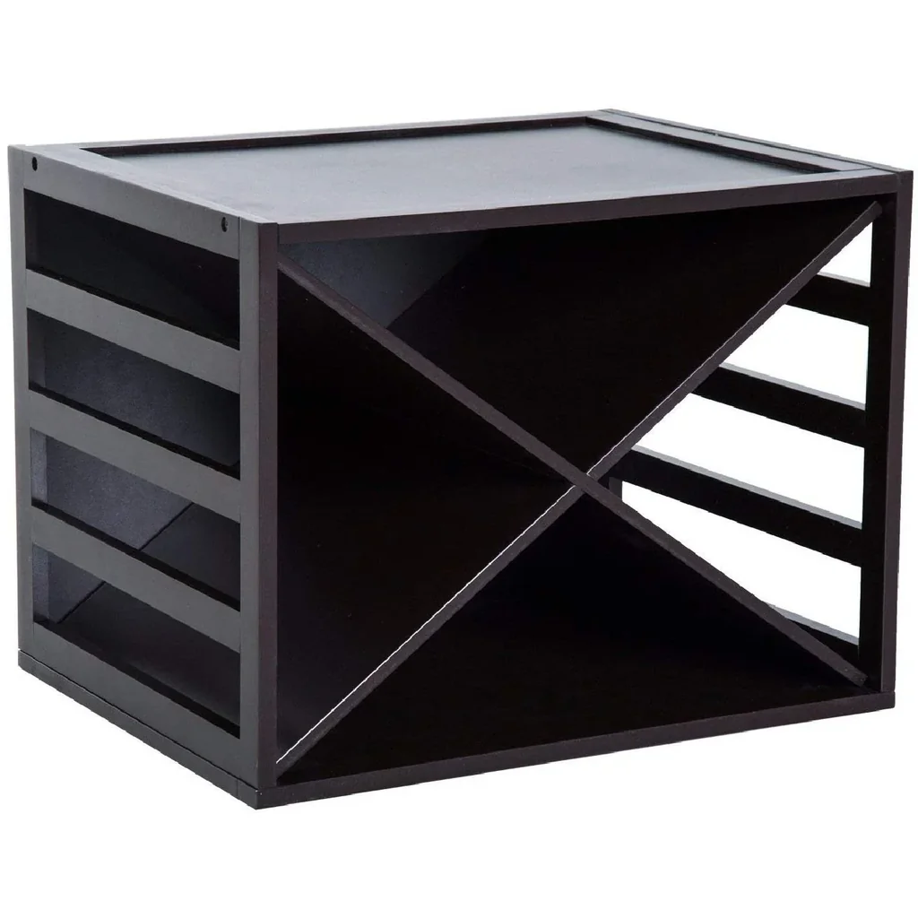 Wine rack for 16 bottles stackable pine brown