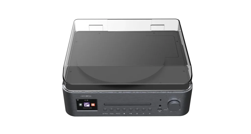 System with record player, internet, FM, DAB+/DAB radio, Bluetooth and MP3 CD player