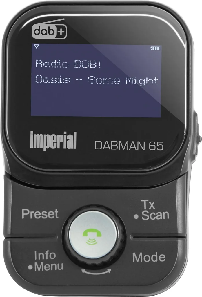 Mobile DAB+ receiver Dabman 65 (rechargeable battery, FM transmitter for car, Bluetooth, magnetic holder; antenna) black